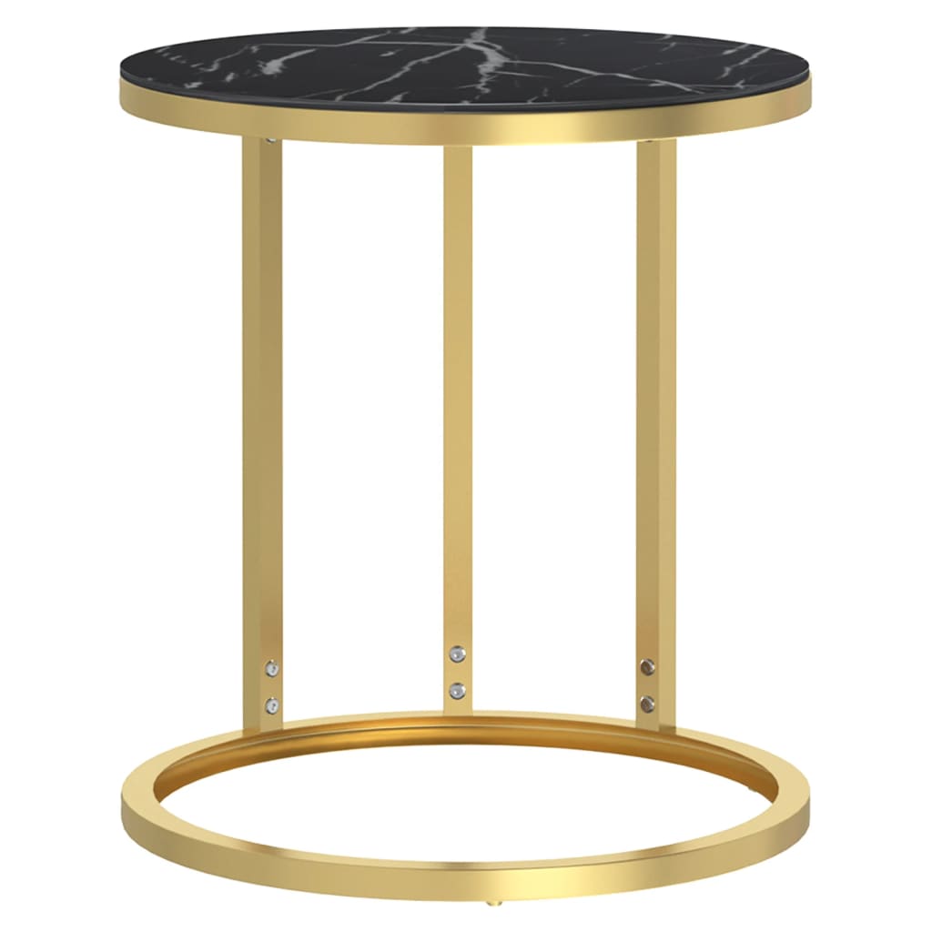 vidaXL Sidobord guld och svart marmor 45 cm härdat glas