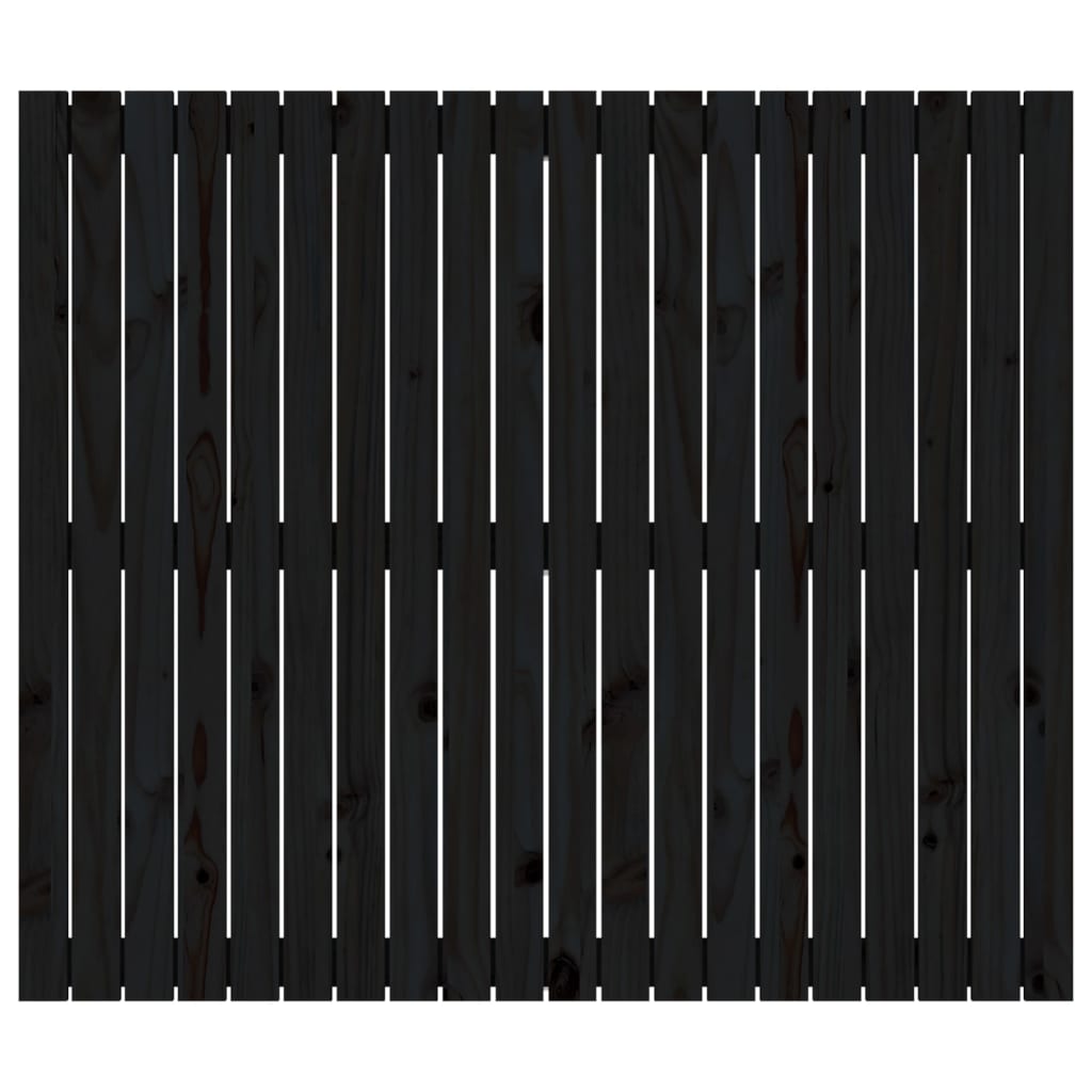 vidaXL Väggmonterad huvudgavel svart 127,5x3x110 cm massiv furu