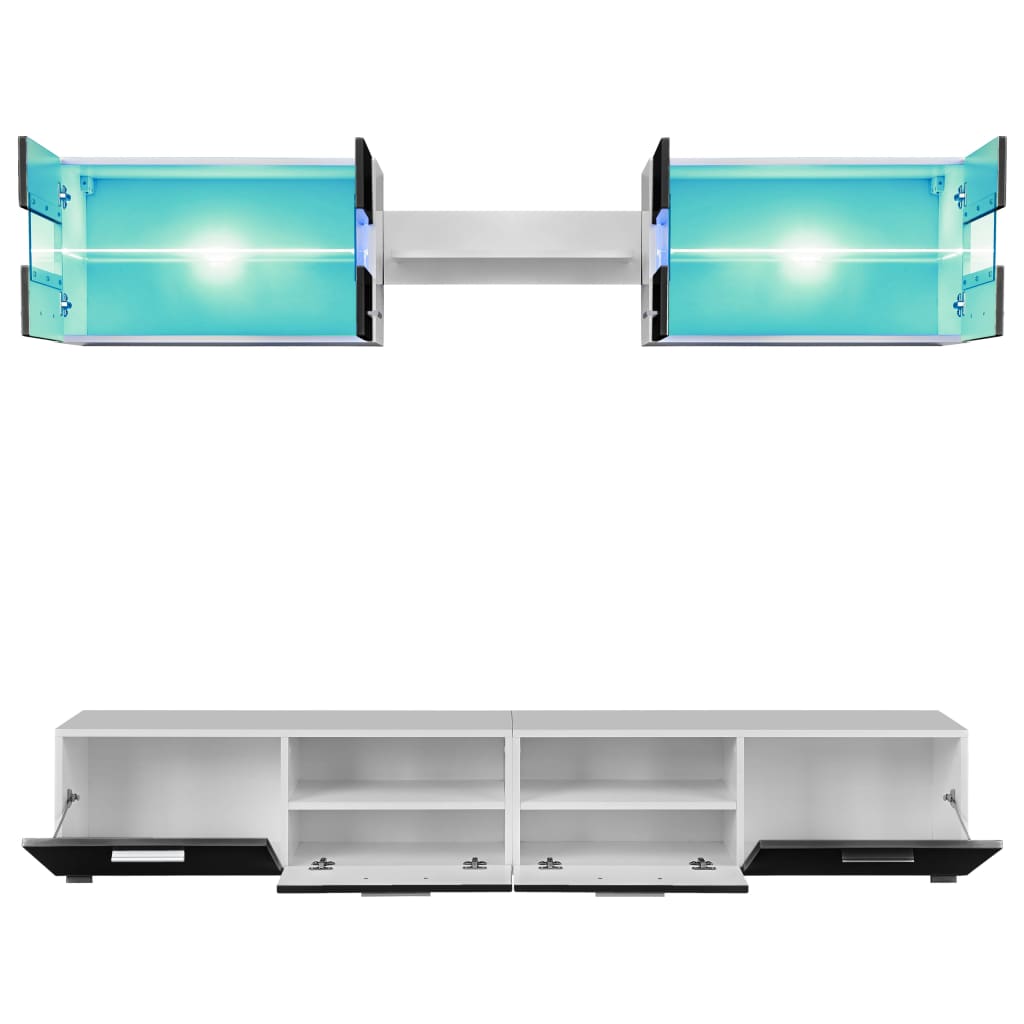 vidaXL TV-möbelset 5 delar med LED-belysning högglans svart
