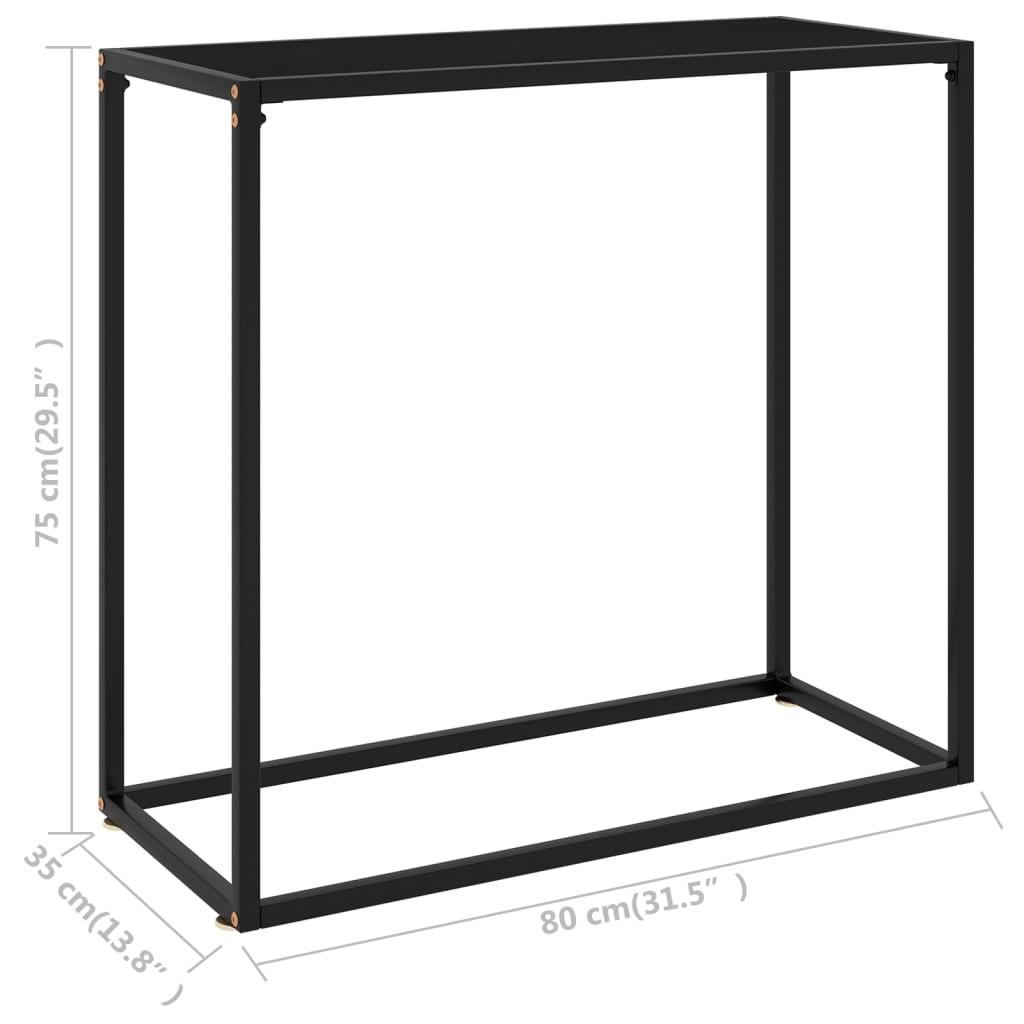 vidaXL Konsolbord svart 80x35x75 cm härdat glas