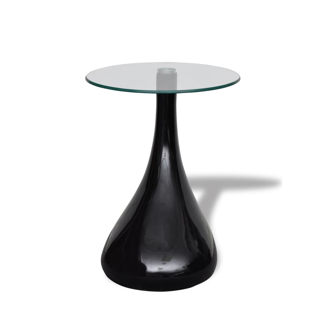 vidaXL Soffbord 2 st med rund bordsskiva i glas högglans svart