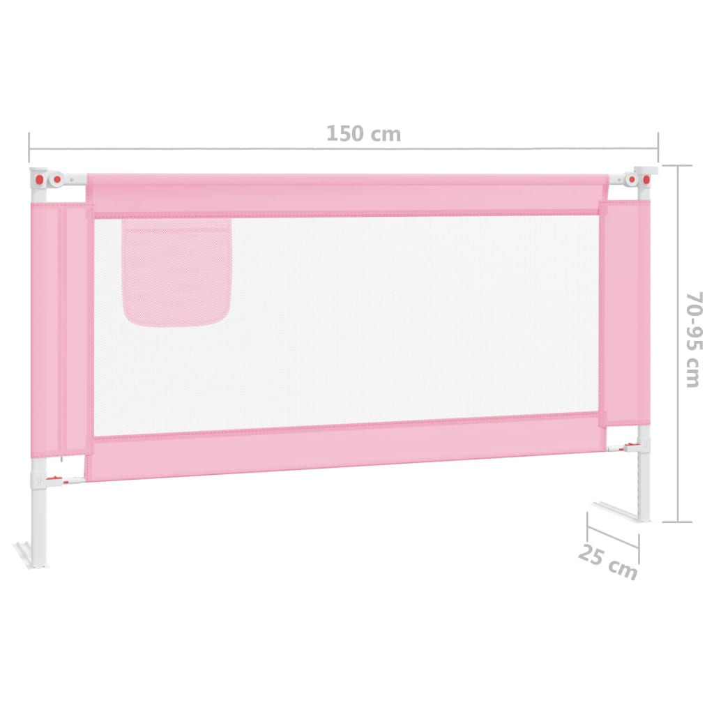 vidaXL Sängskena för barn rosa 150x25 cm tyg