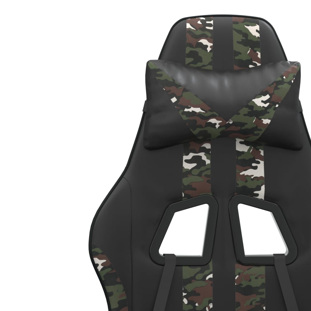 vidaXL Snurrbar gamingstol med fotstöd svart kamouflage konstläder