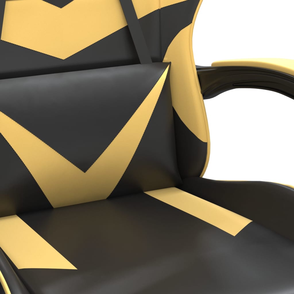 vidaXL Snurrbar gamingstol med fotstöd svart och guld konstläder