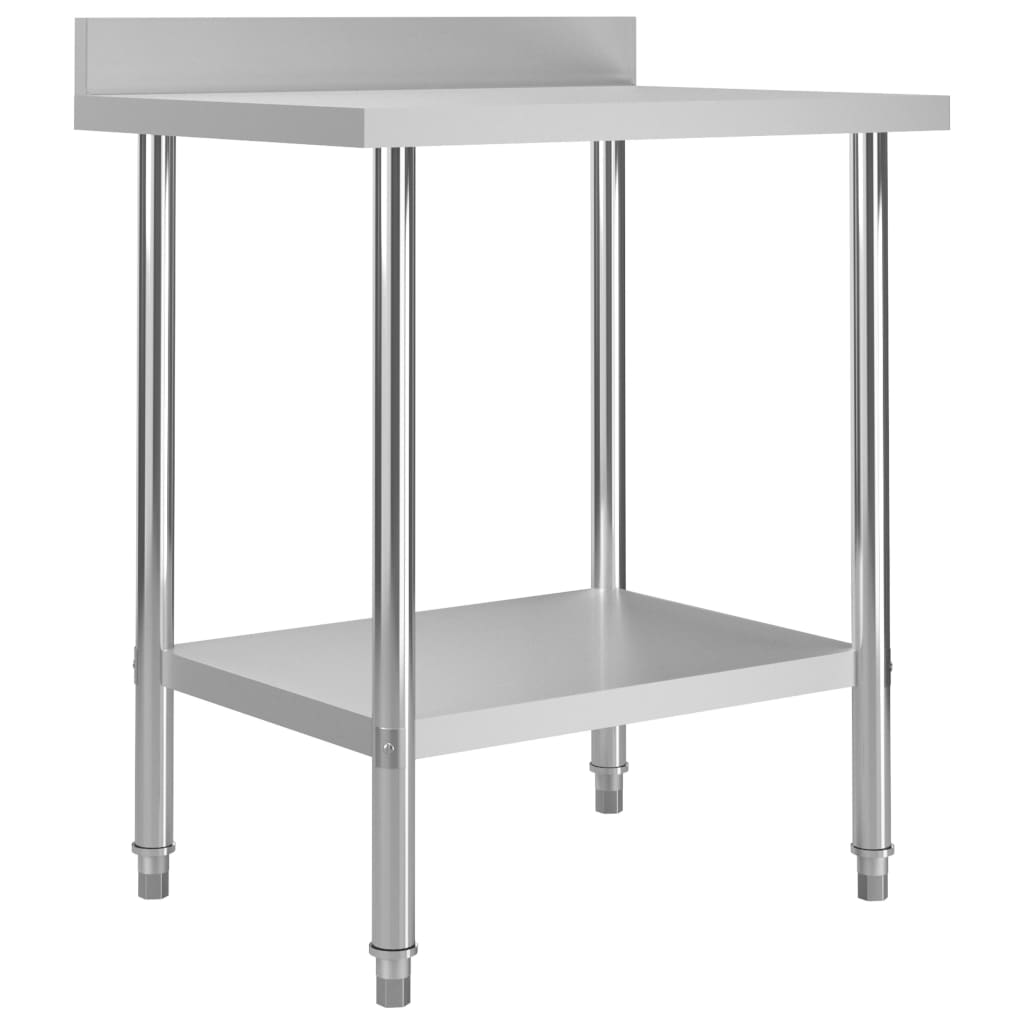 vidaXL Arbetsbord med stänkskydd 80x60x93 cm rostfritt stål