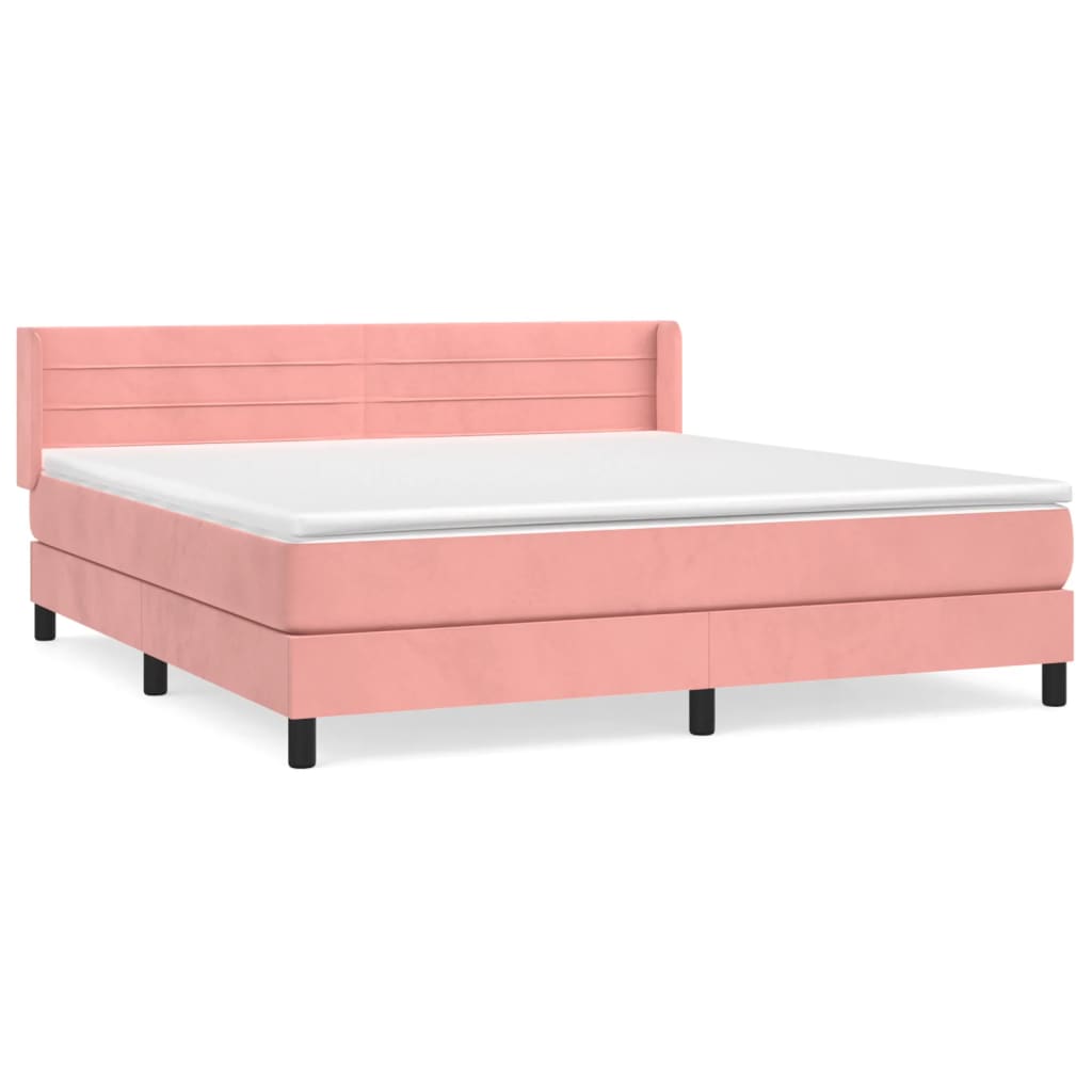 vidaXL Ramsäng med madrass rosa 160x200 cm sammet