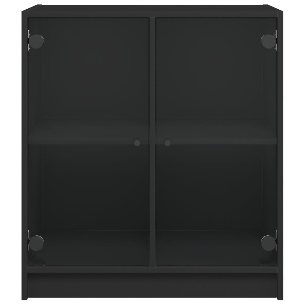 vidaXL Sidoskåp med glasdörrar svart 68x37x75,5 cm