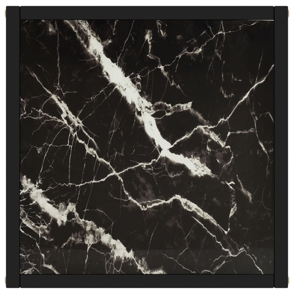 vidaXL Soffbord svart med svart marmorglas 40x40x50 cm