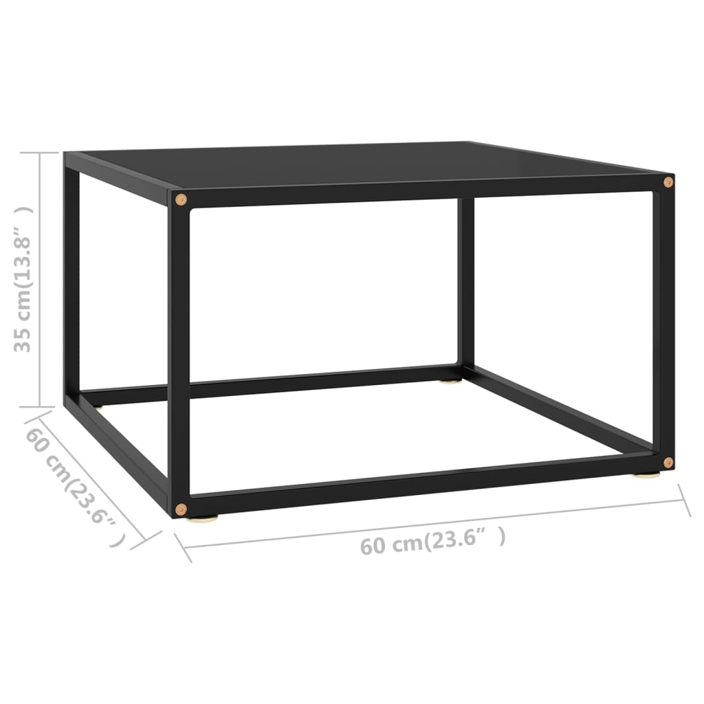 vidaXL Soffbord svart med svart glas 60x60x35 cm