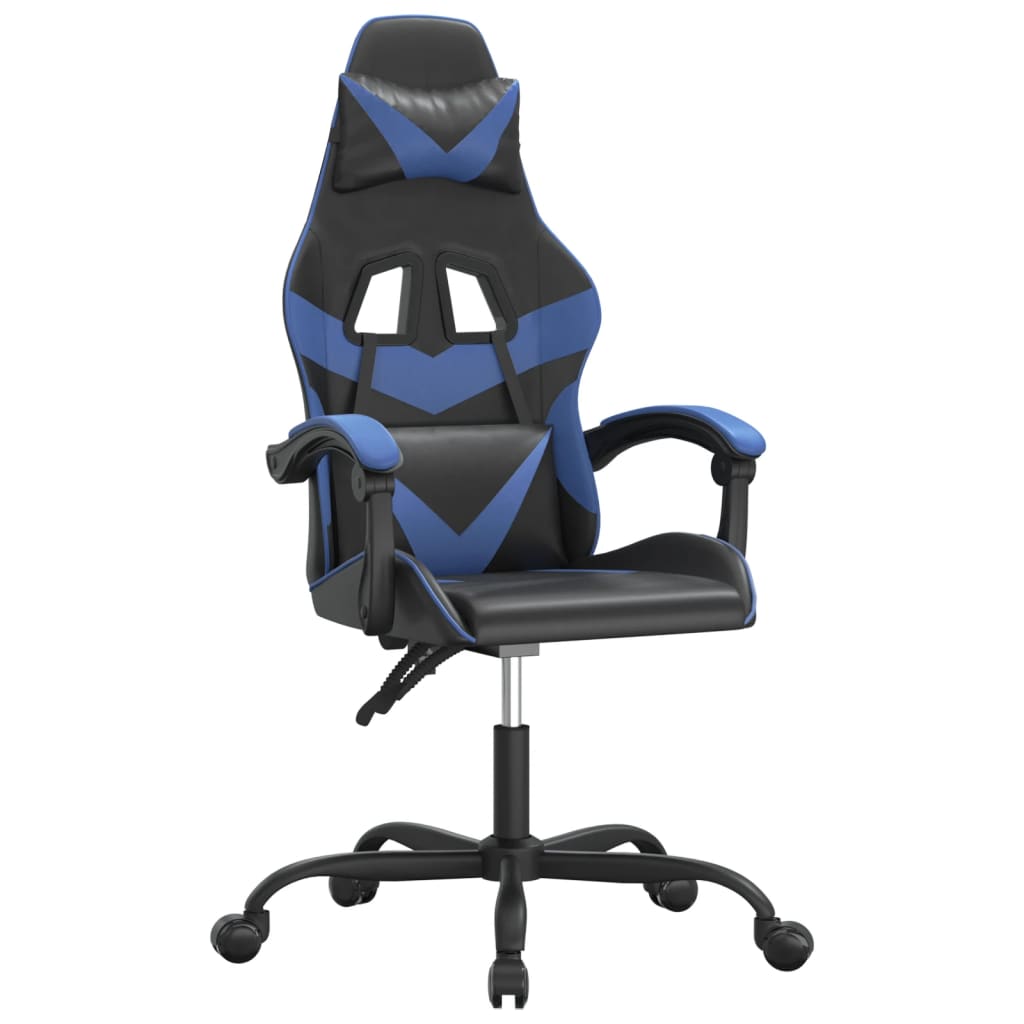 vidaXL Snurrbar gamingstol svart och blå konstläder