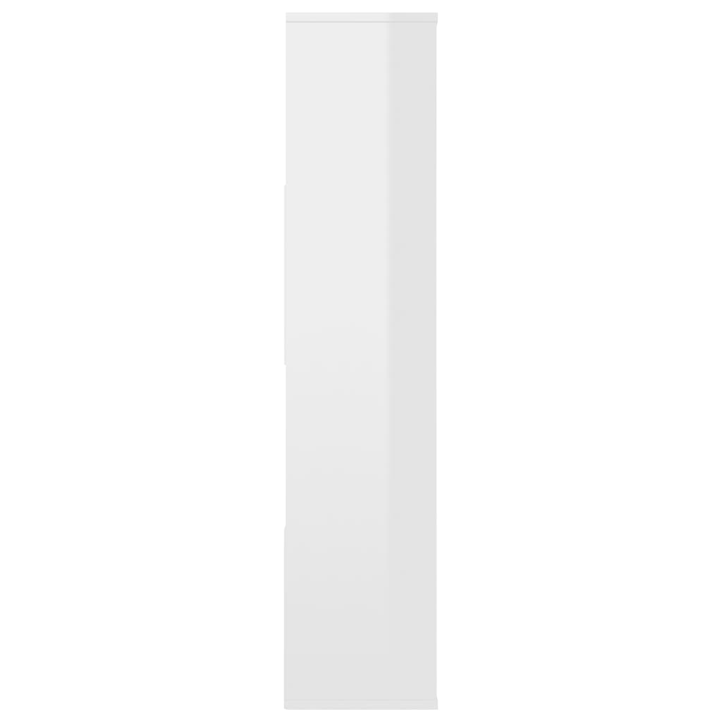 vidaXL Rumsavdelare/bokhylla högglans vit 110x24x110 cm spånskiva