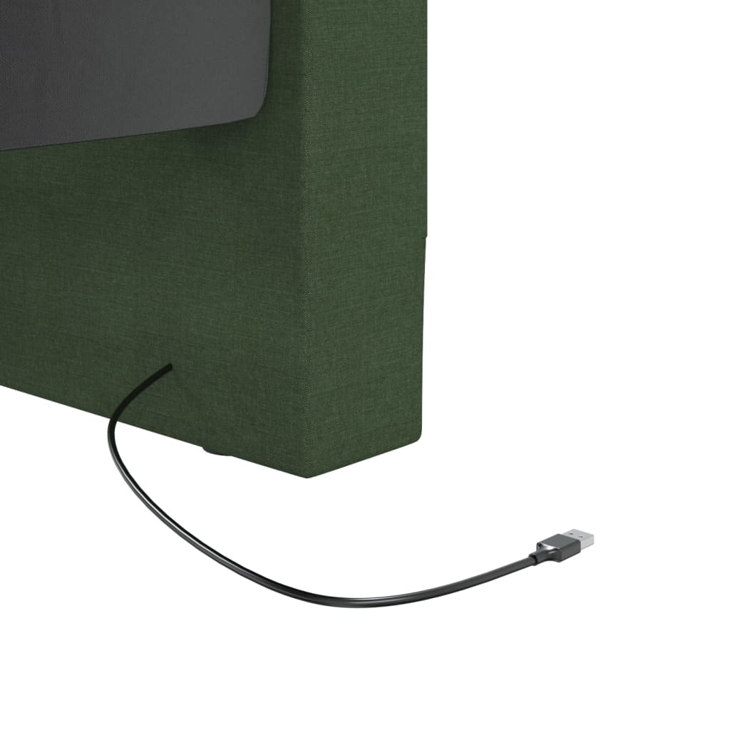 vidaXL Dagbädd med USB mörkgrön tyg 90x200 cm