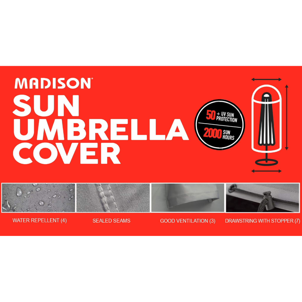 Madison Överdrag för stående parasoll 55x250 cm grå
