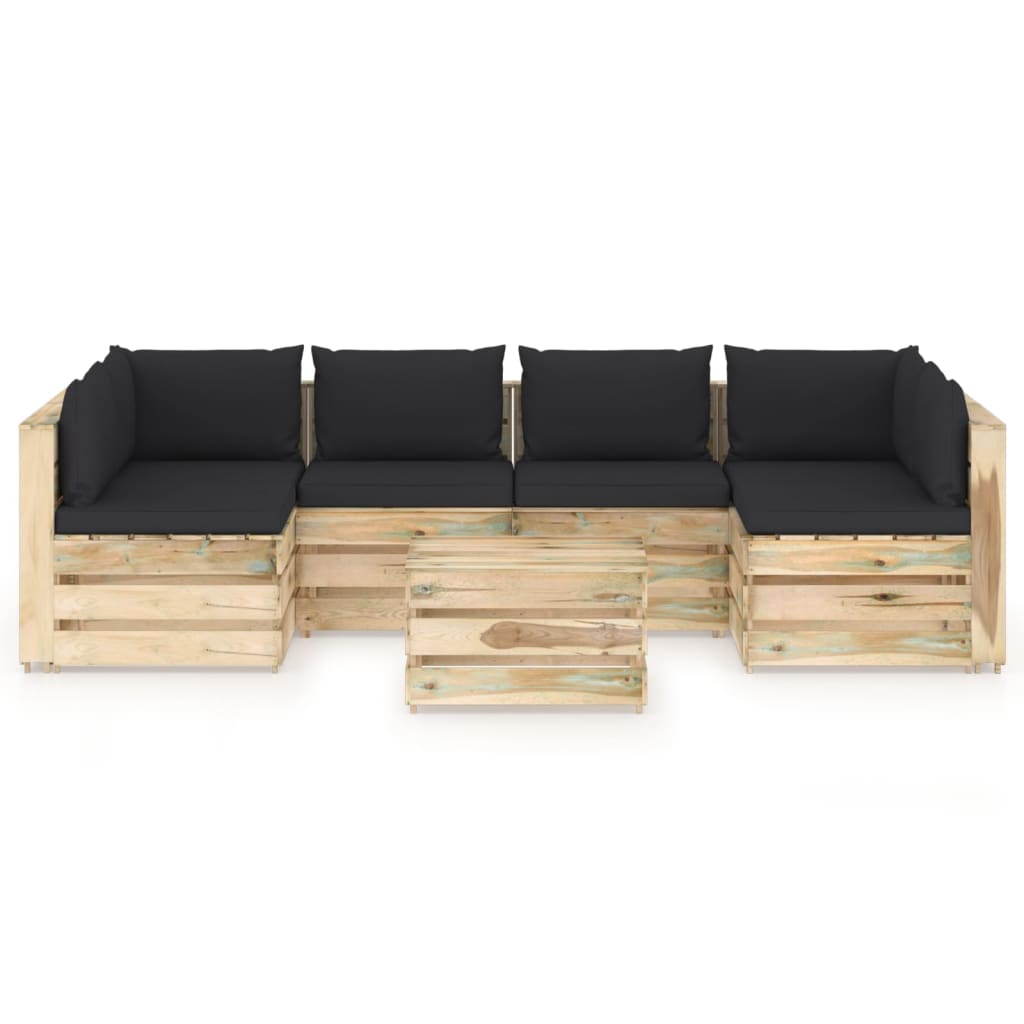 vidaXL Loungegrupp med dynor 7 delar tryckimpregnerat trä