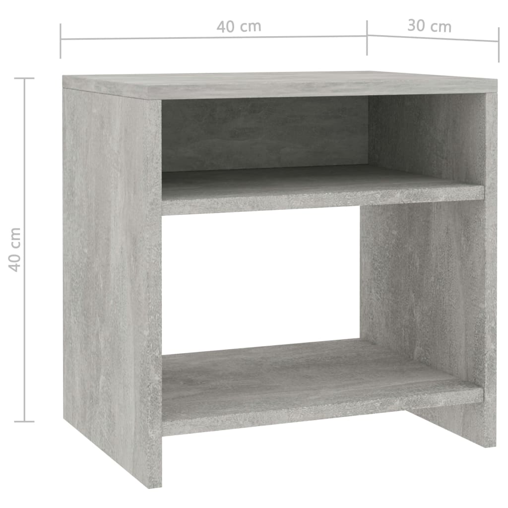 vidaXL Sängbord 2 st betonggrå 40x30x40 cm konstruerat trä