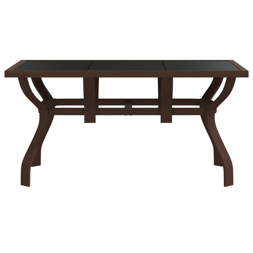 vidaXL Trädgårdsbord brun och svart 140x70x70 cm stål och glas