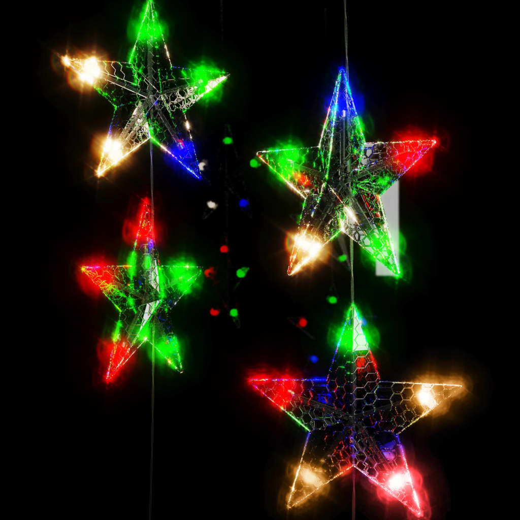 vidaXL Ljusgardin med stjärnor 200 lysdioder flerfärgad 8 funktioner