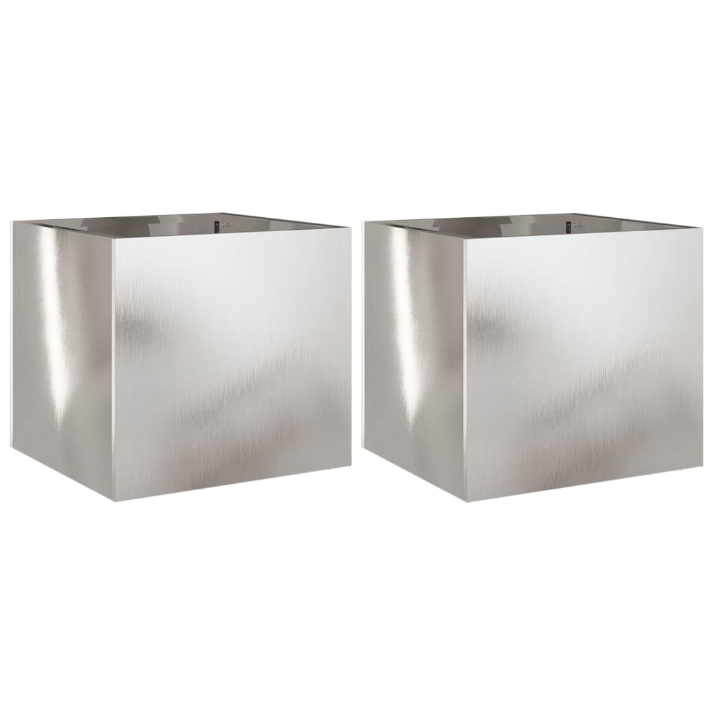 vidaXL Odlingslådor 2 st silver 32x30x29 cm rostfritt stål