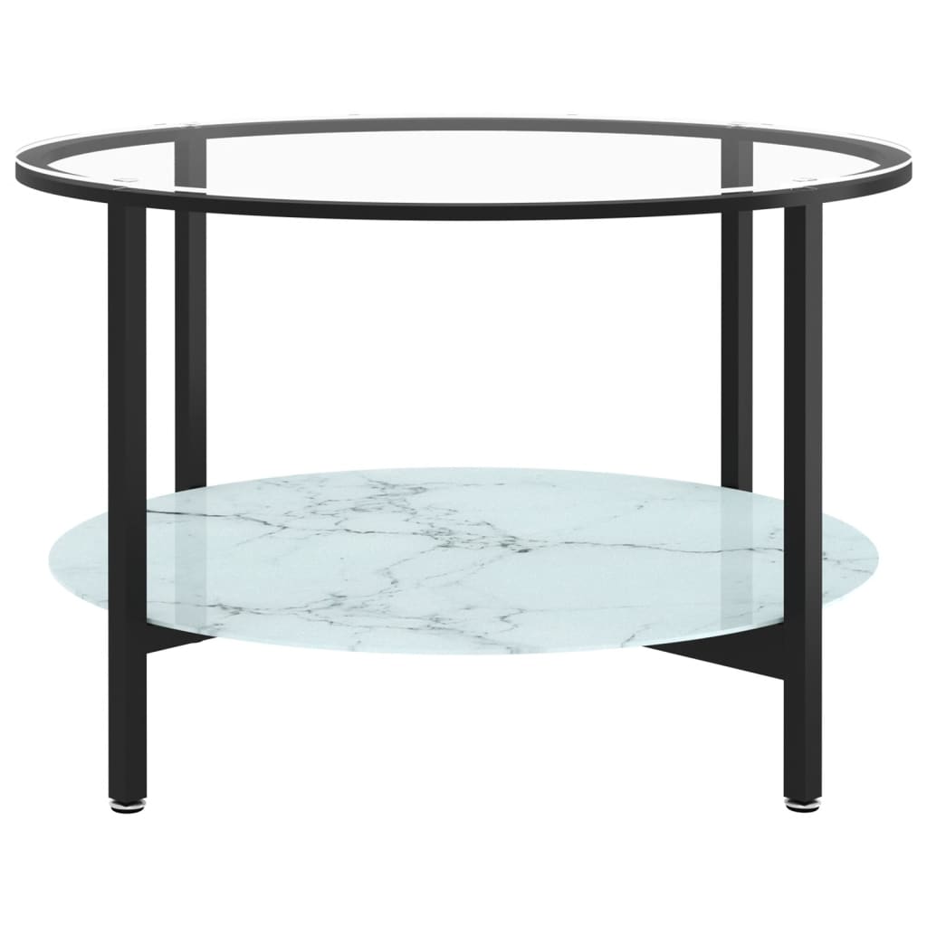 vidaXL Soffbord svart och vit marmor 70 cm härdat glas