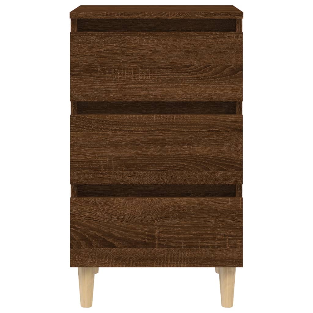 vidaXL Sängbord med ben i massivt trä brun 40x35x69 cm