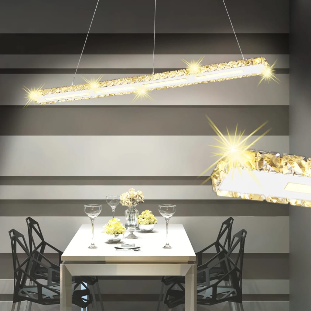 Hängande avlång taklampa LED med kristaller 13 W