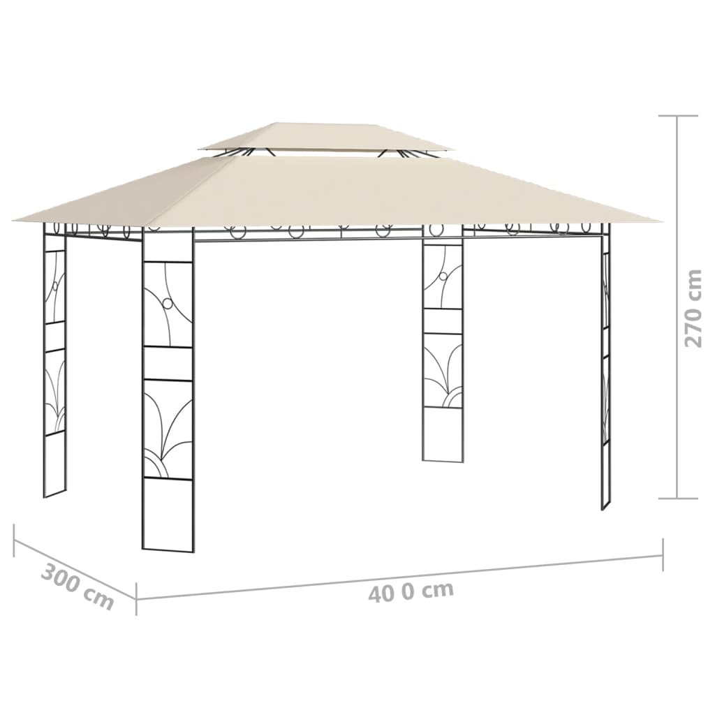 vidaXL Paviljong 4x3x2,7 m gräddvit 160 g/m²