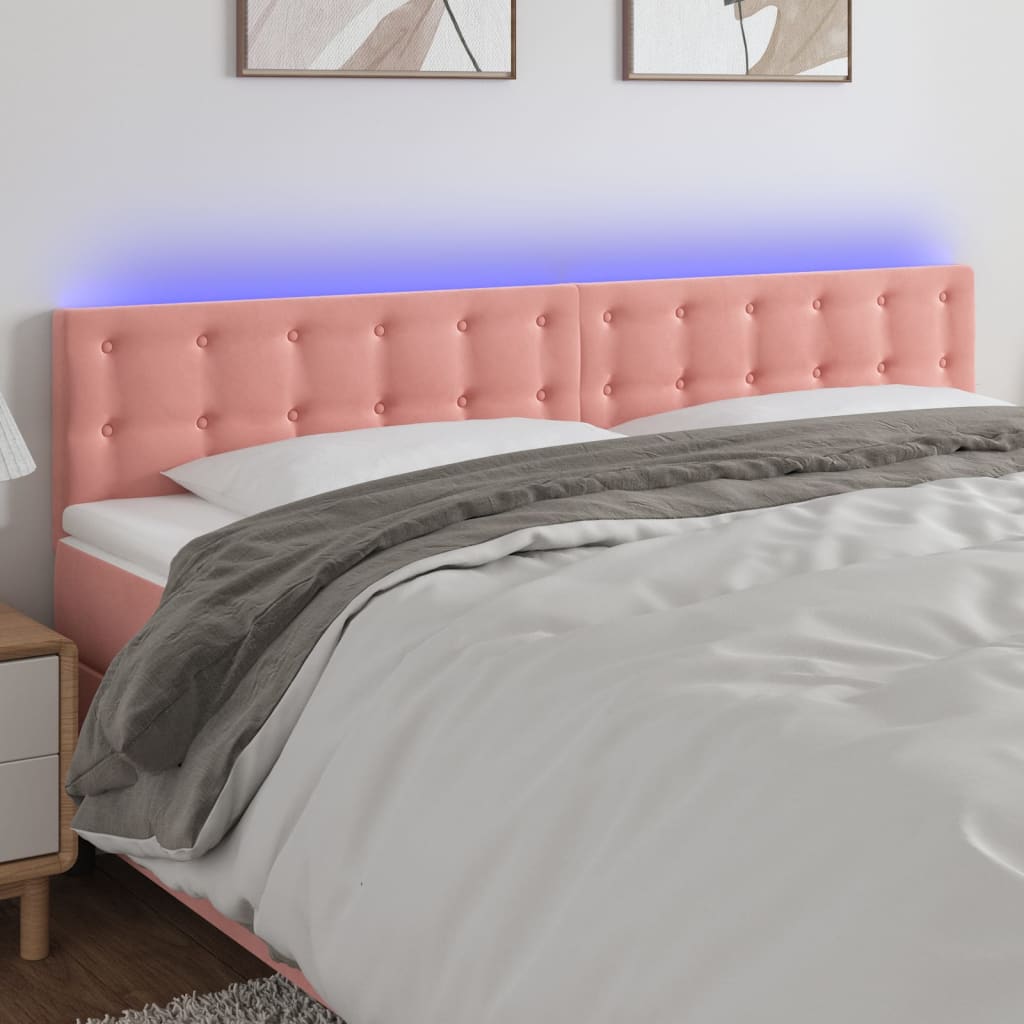 vidaXL Sänggavel LED rosa 160x5x78/88 cm sammet