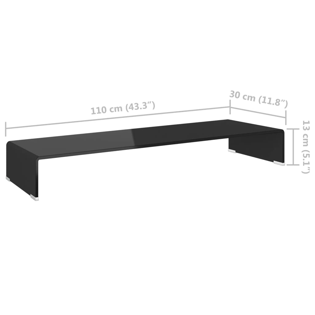 vidaXL TV-bord glas svart 110x30x13 cm
