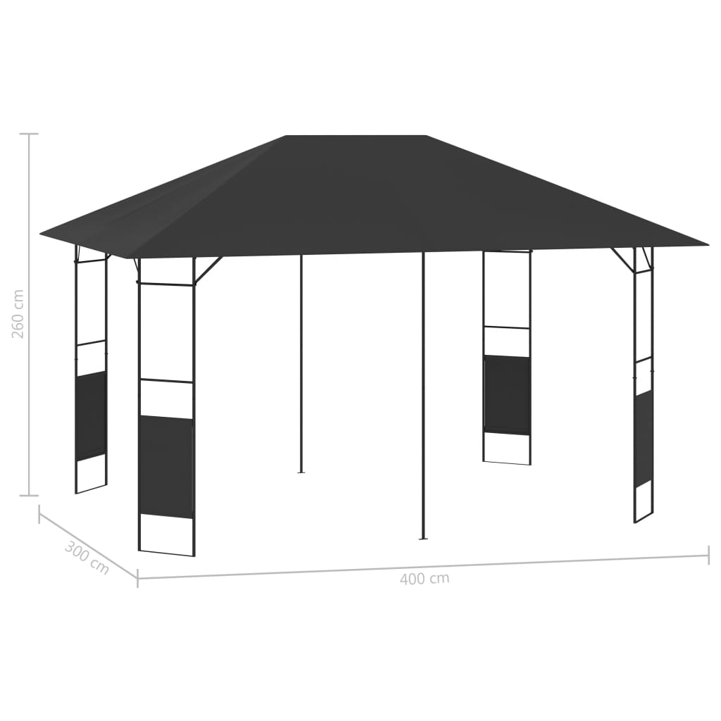 vidaXL Paviljong 4x3 m antracit 160 g/m²