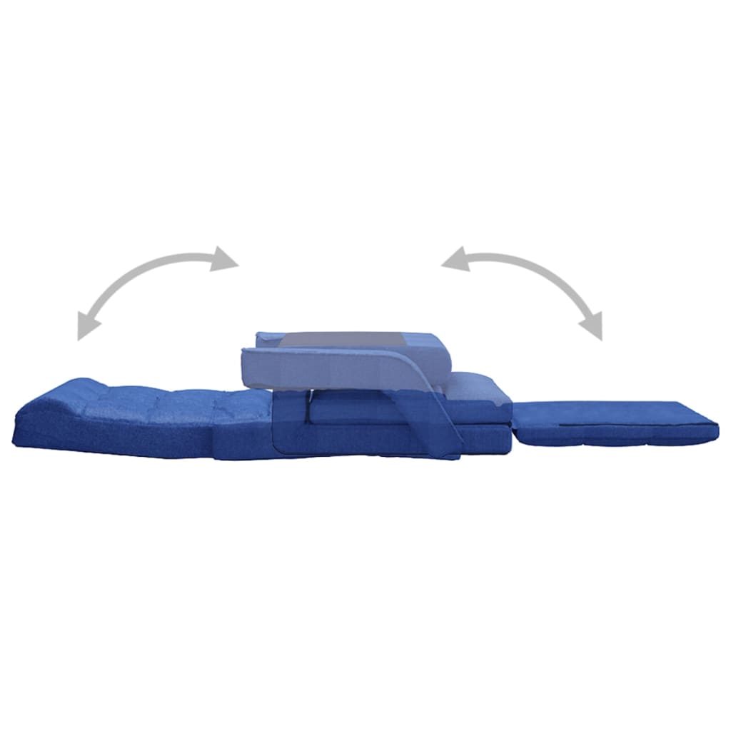vidaXL Vikbar golvstol med sängfunktion blå tyg