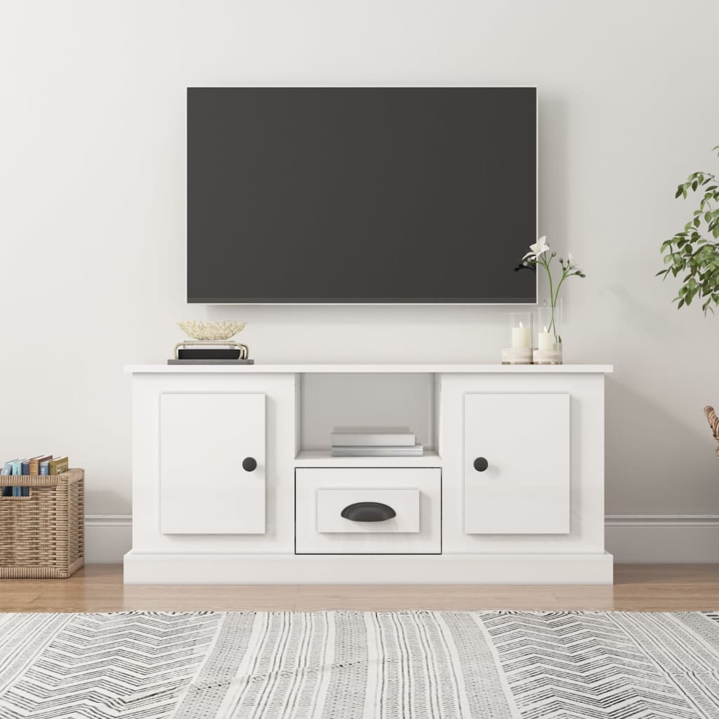 vidaXL Tv-bänk vit högglans 100x35,5x45 cm konstruerat trä