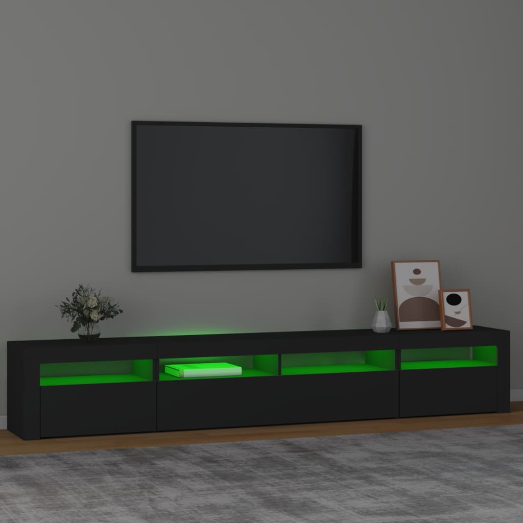 vidaXL Tv-bänk med LED-belysning Svart 240x35x40 cm