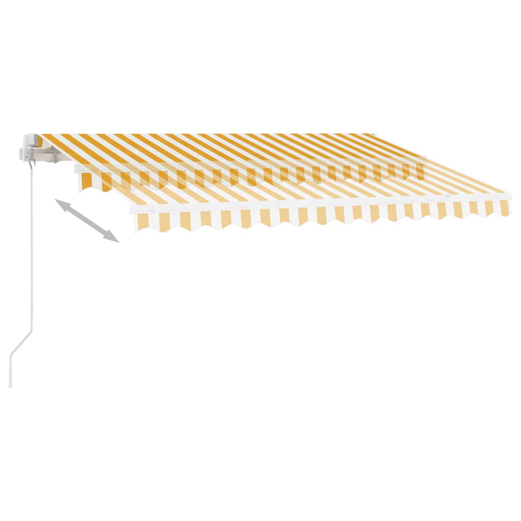 vidaXL Markis manuellt infällbar med LED 300x250 cm gul och vit