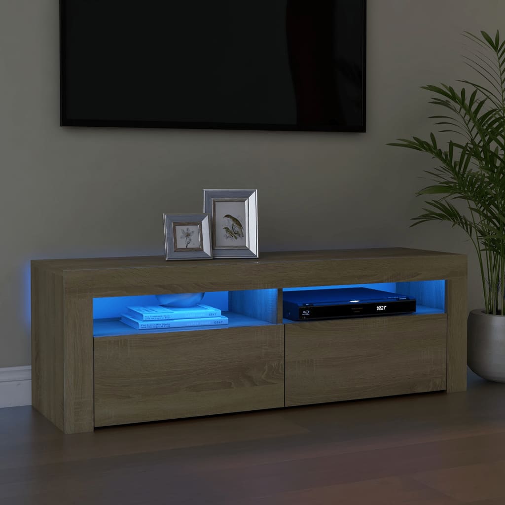 vidaXL TV-bänk med LED-belysning sonoma-ek 120x35x40 cm