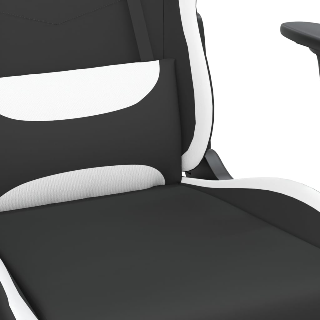 vidaXL Gamingstol med fotstöd och massage svart och vit tyg