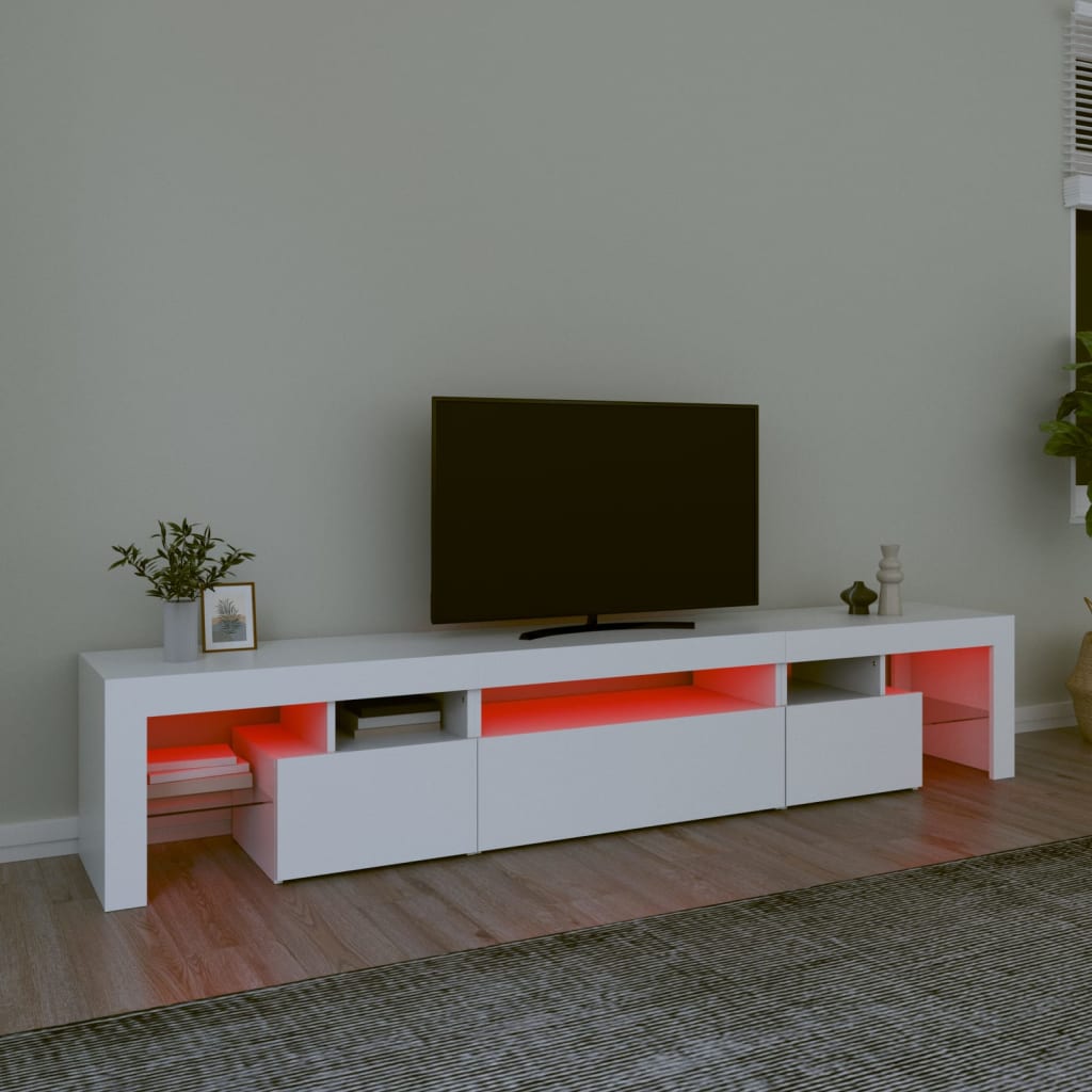 vidaXL Tv-bänk med LED-belysning Vit 215x36,5x40 cm