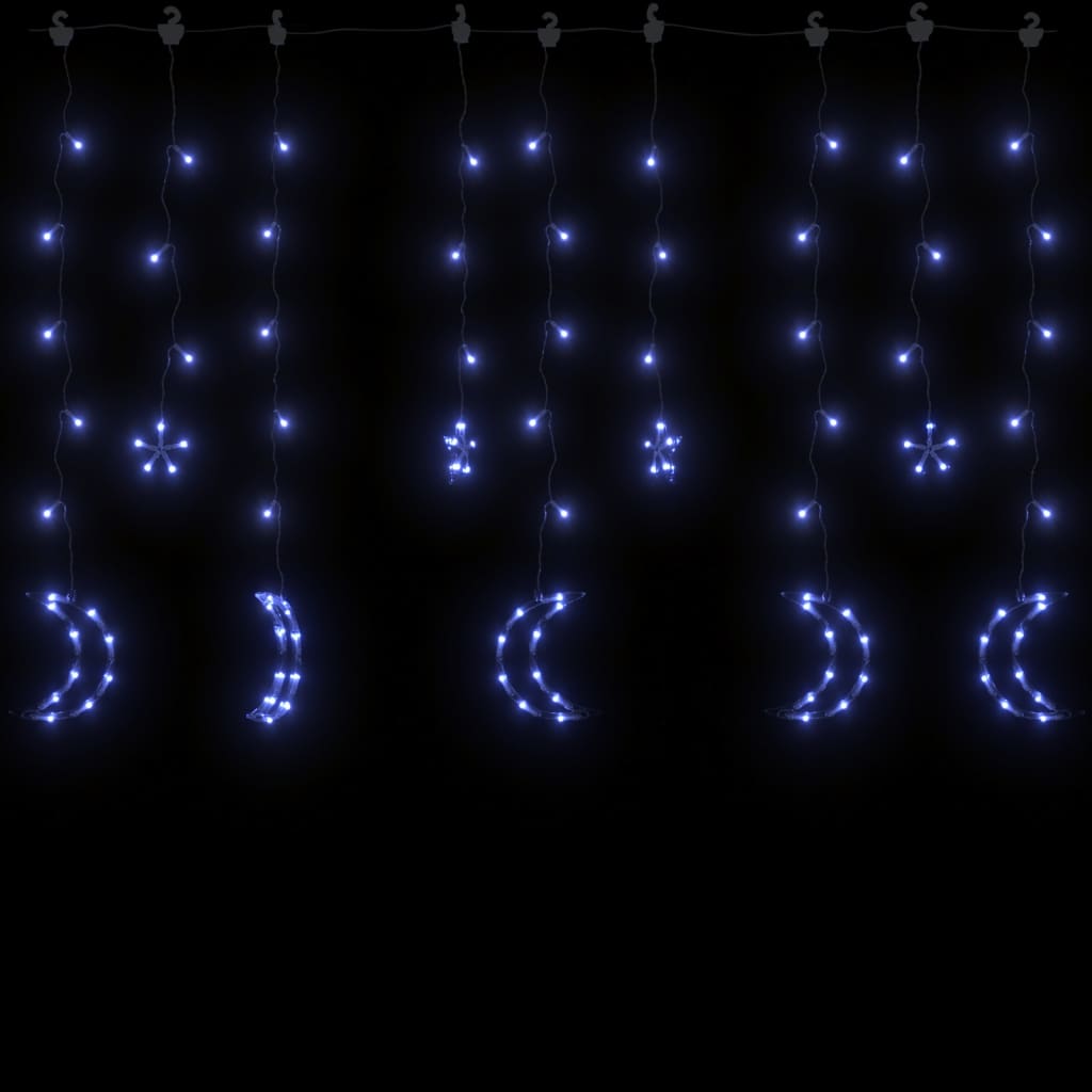 vidaXL Ljusgardin stjärnor och månar fjärrkontroll 345 lysdioder blå