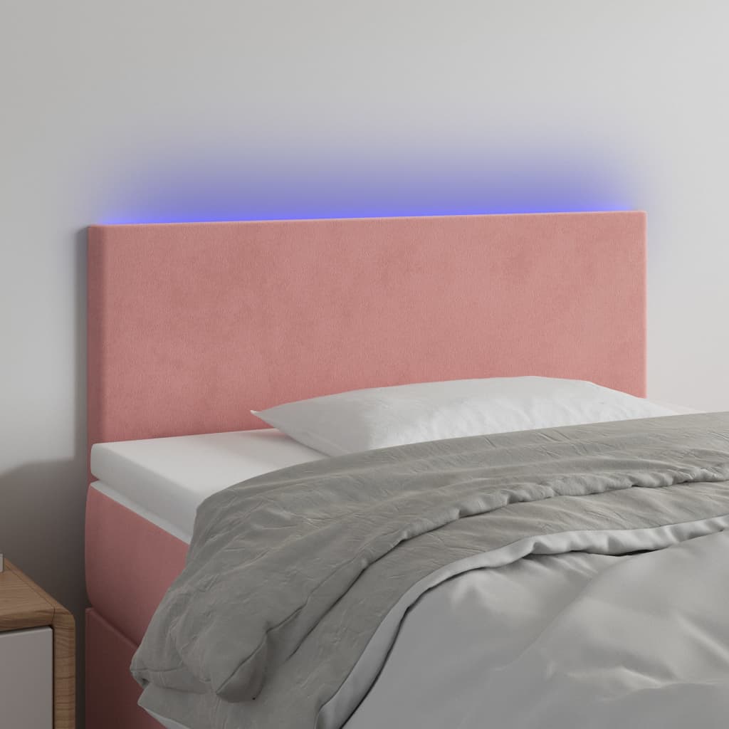 vidaXL Sänggavel LED rosa 80x5x78/88 cm sammet