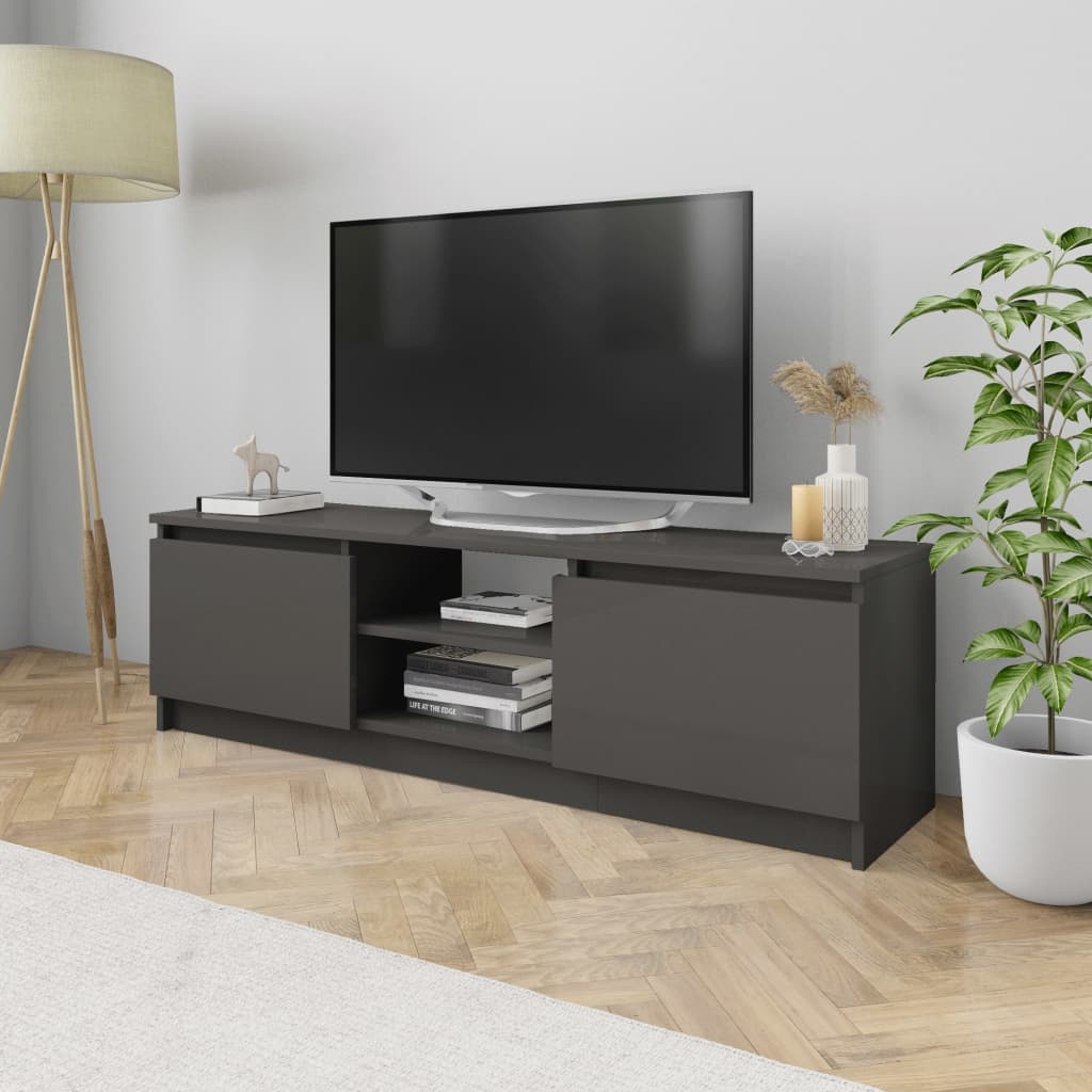 vidaXL TV-bänk grå högglans 120x30x35,5 cm konstruerat trä