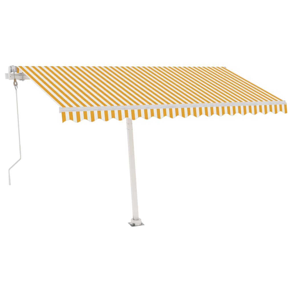 vidaXL Automatisk markis med vindsensor & LED 400x300 cm gul/vit