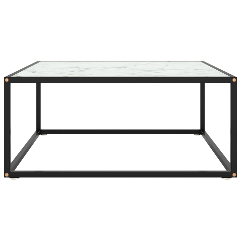 vidaXL Soffbord med svart vit marmor glas 80x80x35 cm