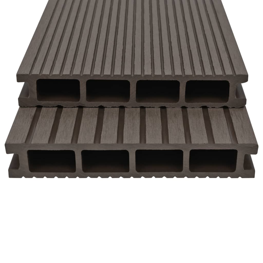 vidaXL WPC ihåliga golvplattor med tillbehör 30 m² 2,2 m mörkbrun
