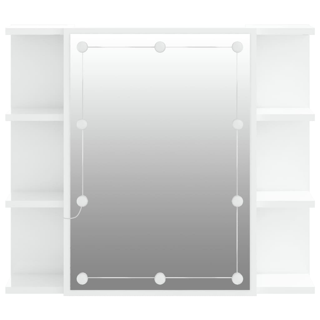 vidaXL Spegelskåp med LED vit högglans 70x16,5x60 cm