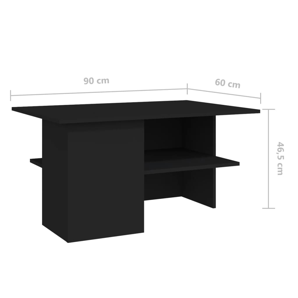 vidaXL Soffbord svart 90x60x46,5 cm konstruerat trä