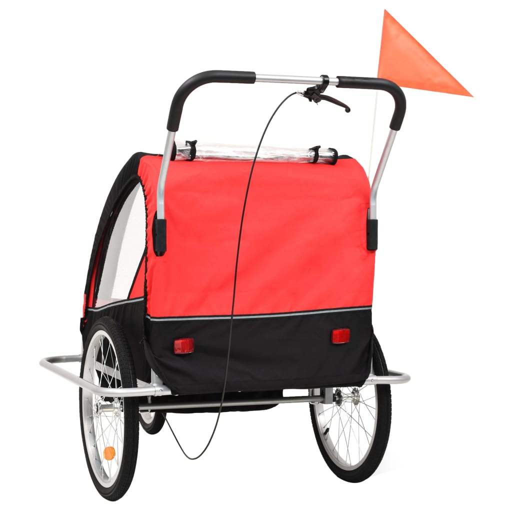 vidaXL Cykelvagn och barnvagn 2-i-1 svart och röd