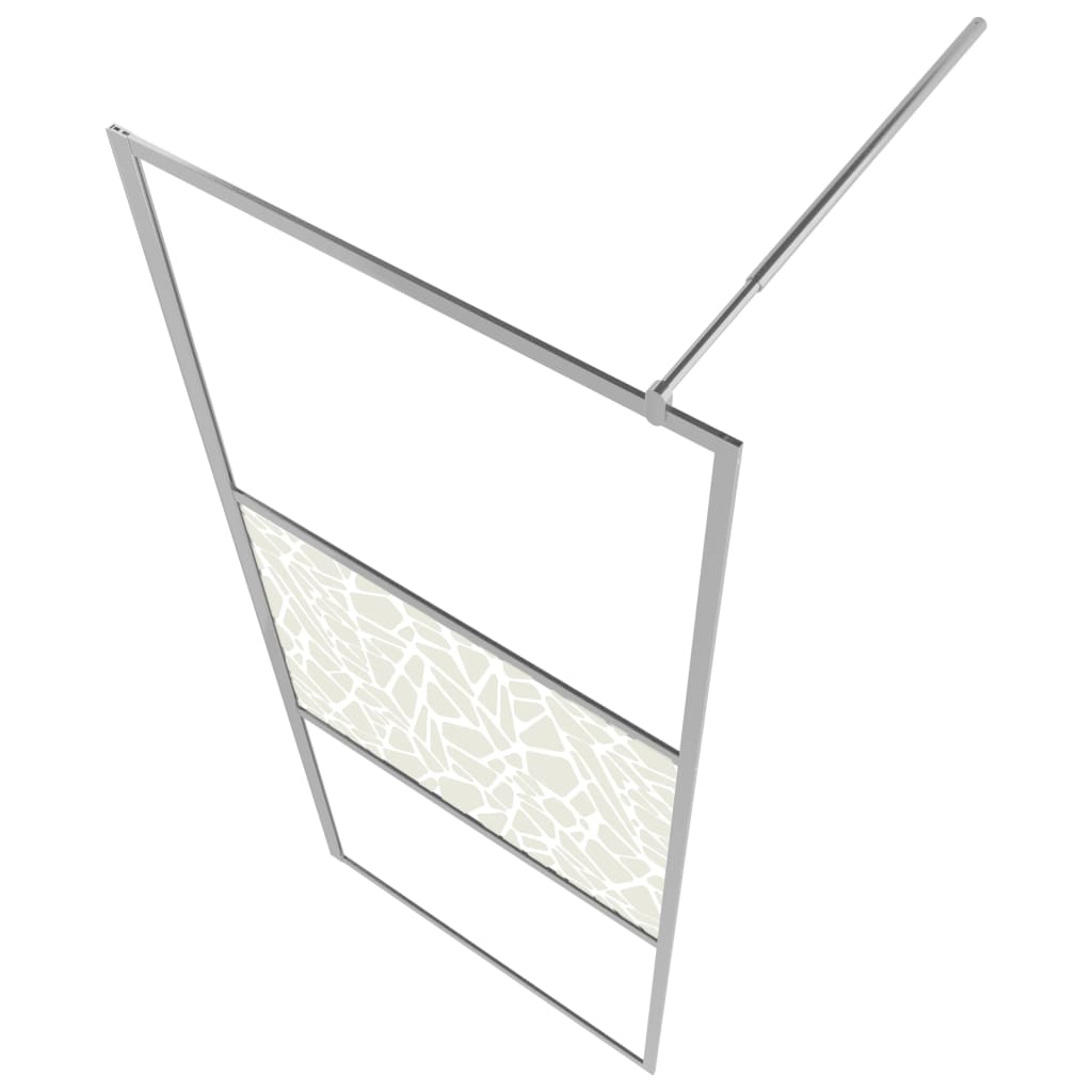 vidaXL Duschvägg med ESG-glas stendesign 115x195 cm
