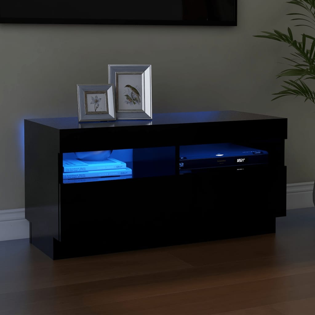 vidaXL TV-bänk med LED-belysning svart 80x35x40 cm