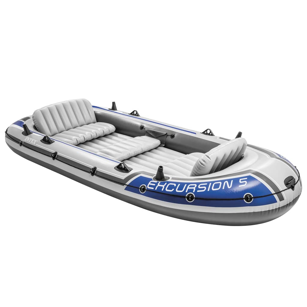 Intex Uppblåsbar båt Excursion 5 med båtmotor och fäste