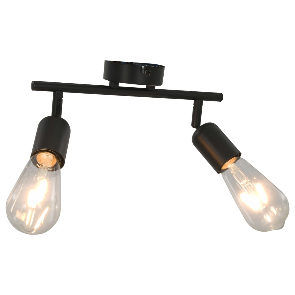 vidaXL Spotlight med 2 lampor och glödlampor 2 W svart E27