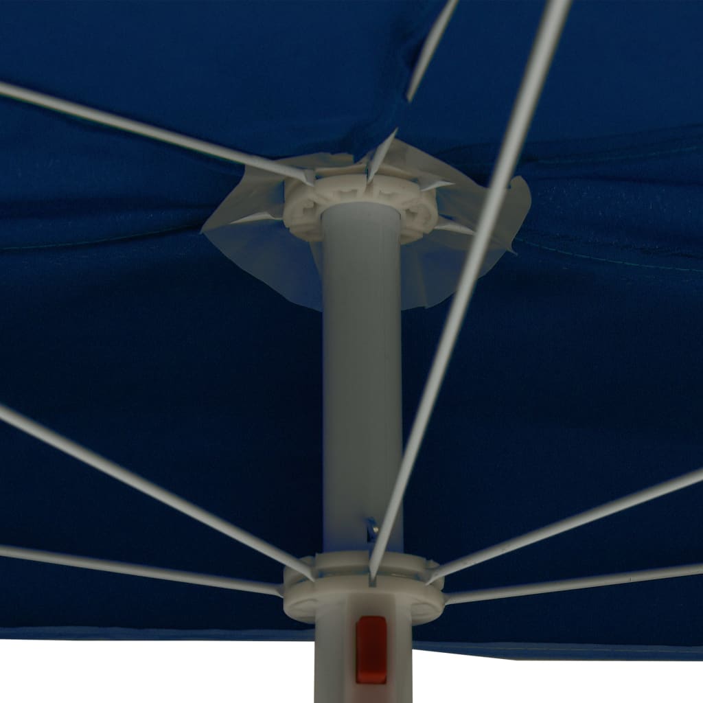 vidaXL Halvrunt parasoll med stång 180x90 cm azurblå